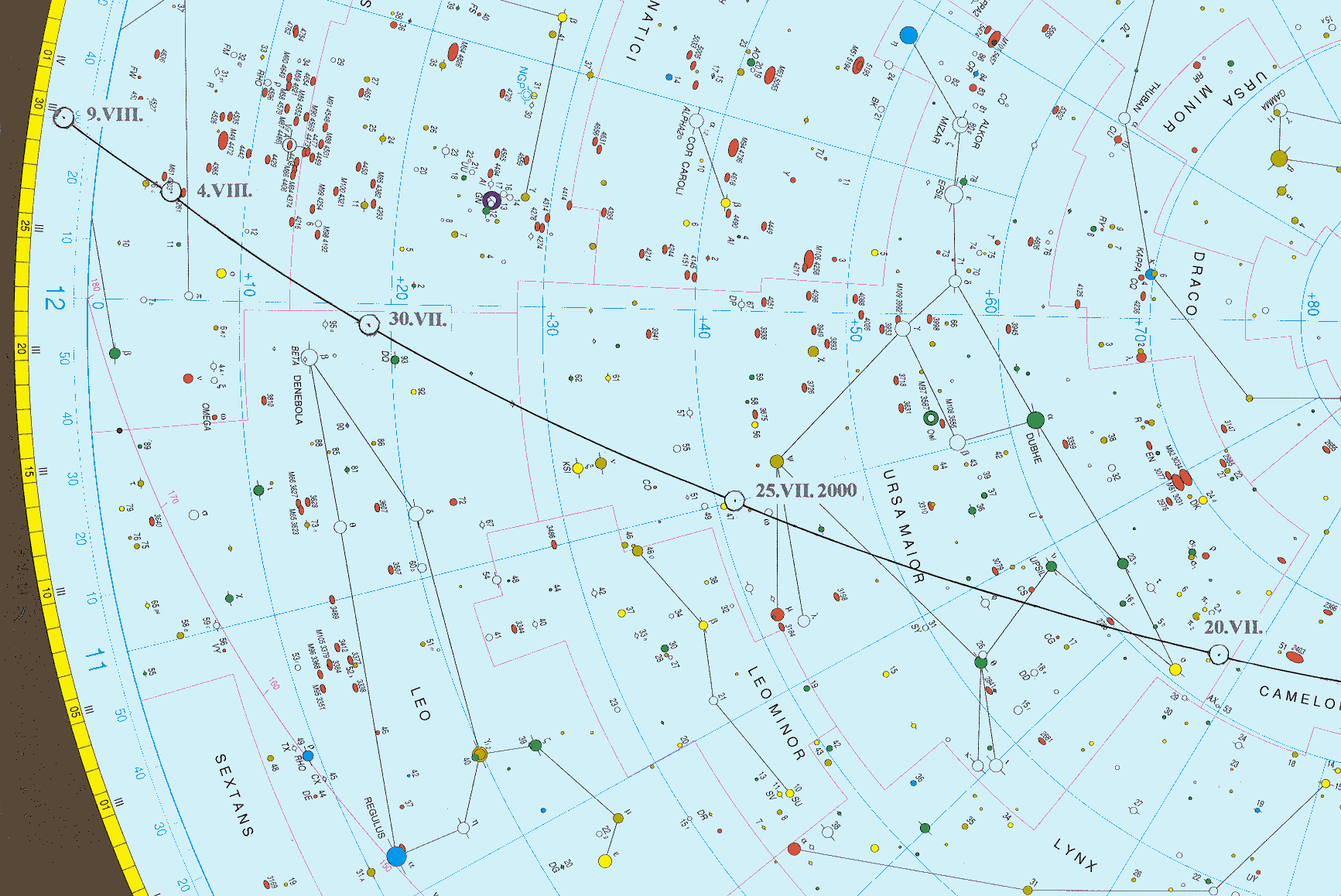 Mapka dráhy komety C/1999 S4 (LINEAR)